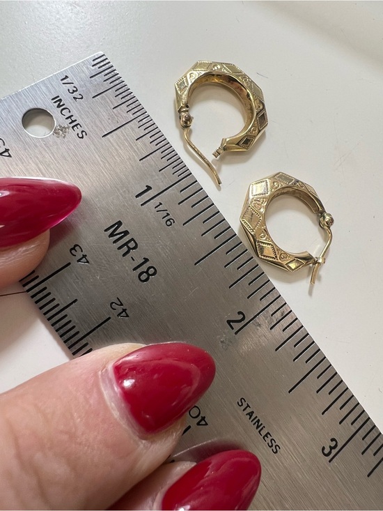 10K yellow gold bohemian hoop earrings main image 10